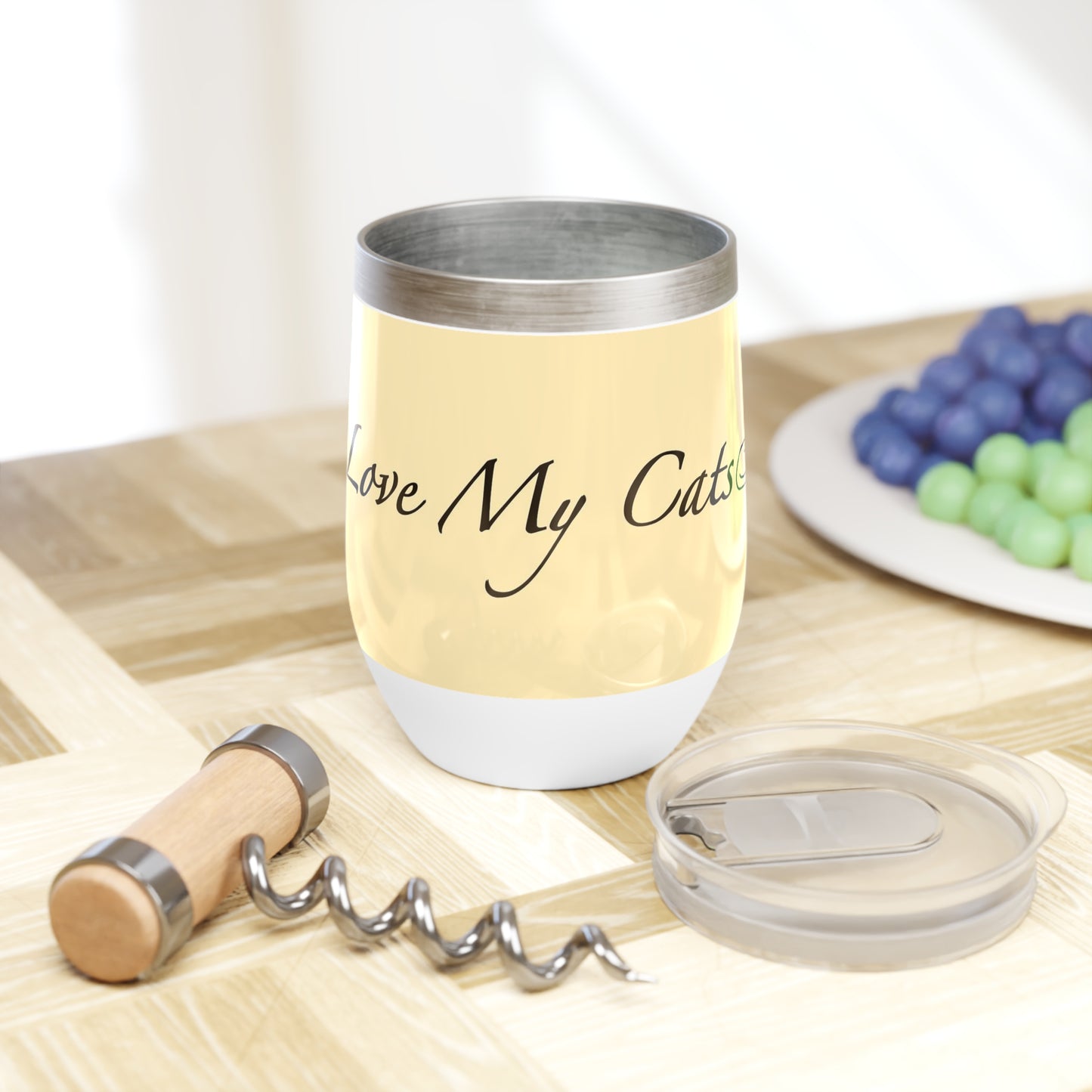 Amo a mis gatos - Vaso de vino - Plátano