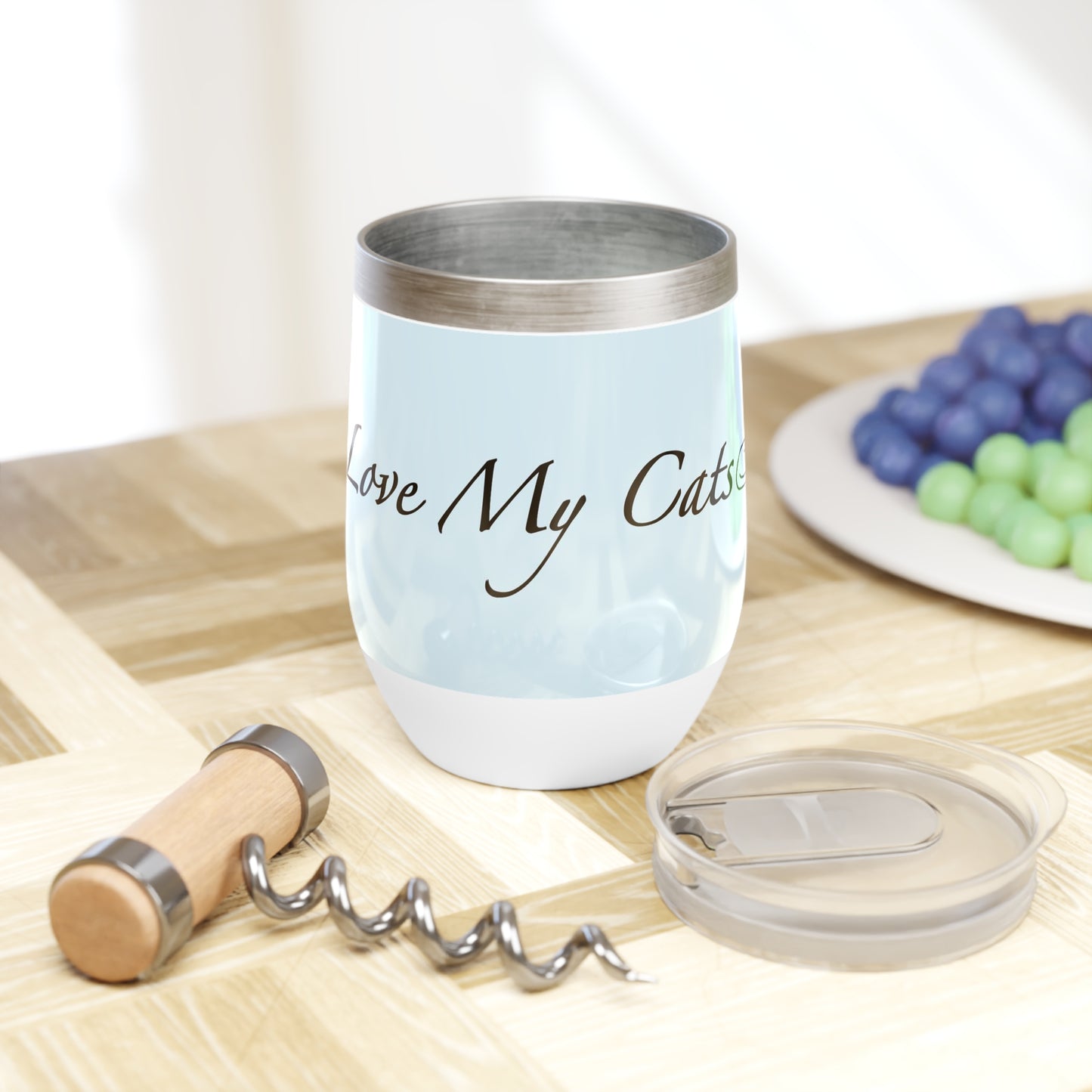 Amo a mis gatos - Vaso de vino - Chambray