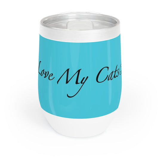 Amo a mis gatos - Vaso de vino - Azul laguna