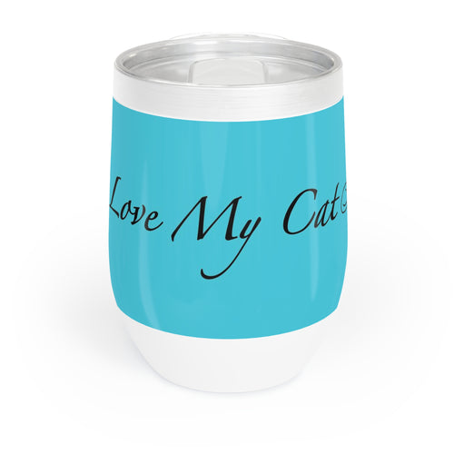 I Love My Cat - Wine Tumbler - Lagoon Blue