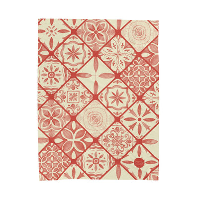 Velveteen Plush Blanket - Red Tiles