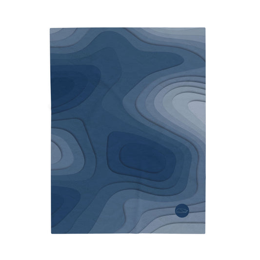 Velveteen Plush Blanket - Topographic Blue