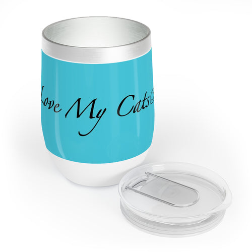 I Love My Cats - Wine Tumbler - Lagoon Blue