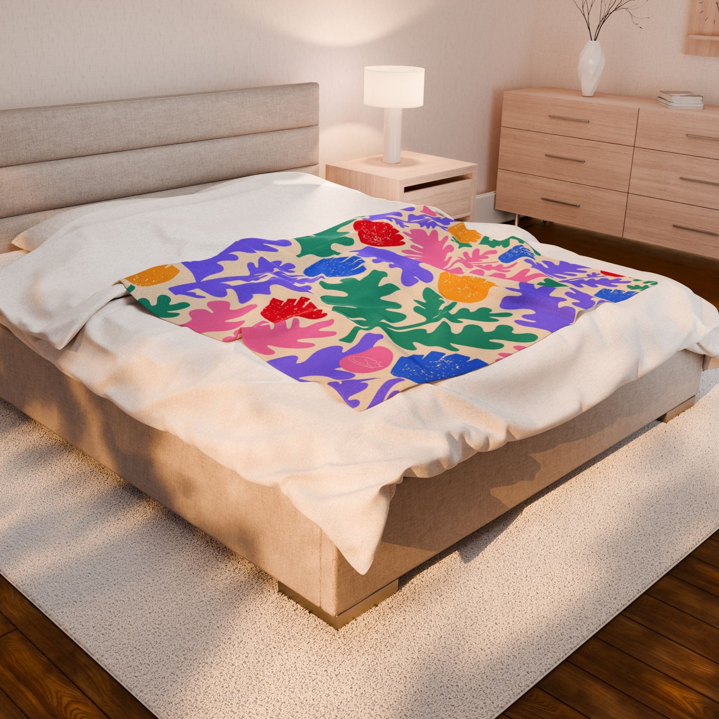 Velveteen Plush Blanket - Colorful Flowers