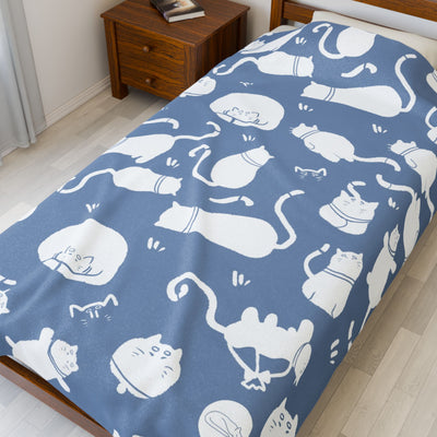 Velveteen Plush Blanket - Cozy Cats