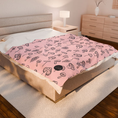 Velveteen Plush Blanket - Mushrooms