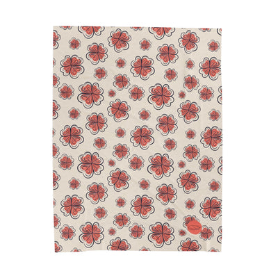 Velveteen Plush Blanket - Red Flowers