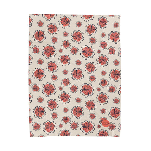 Velveteen Plush Blanket - Red Flowers