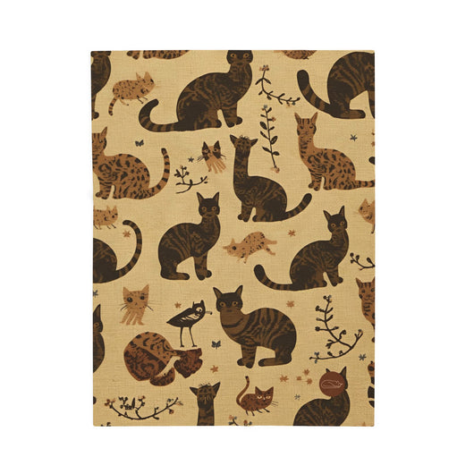Velveteen Plush Blanket - Brown Cats