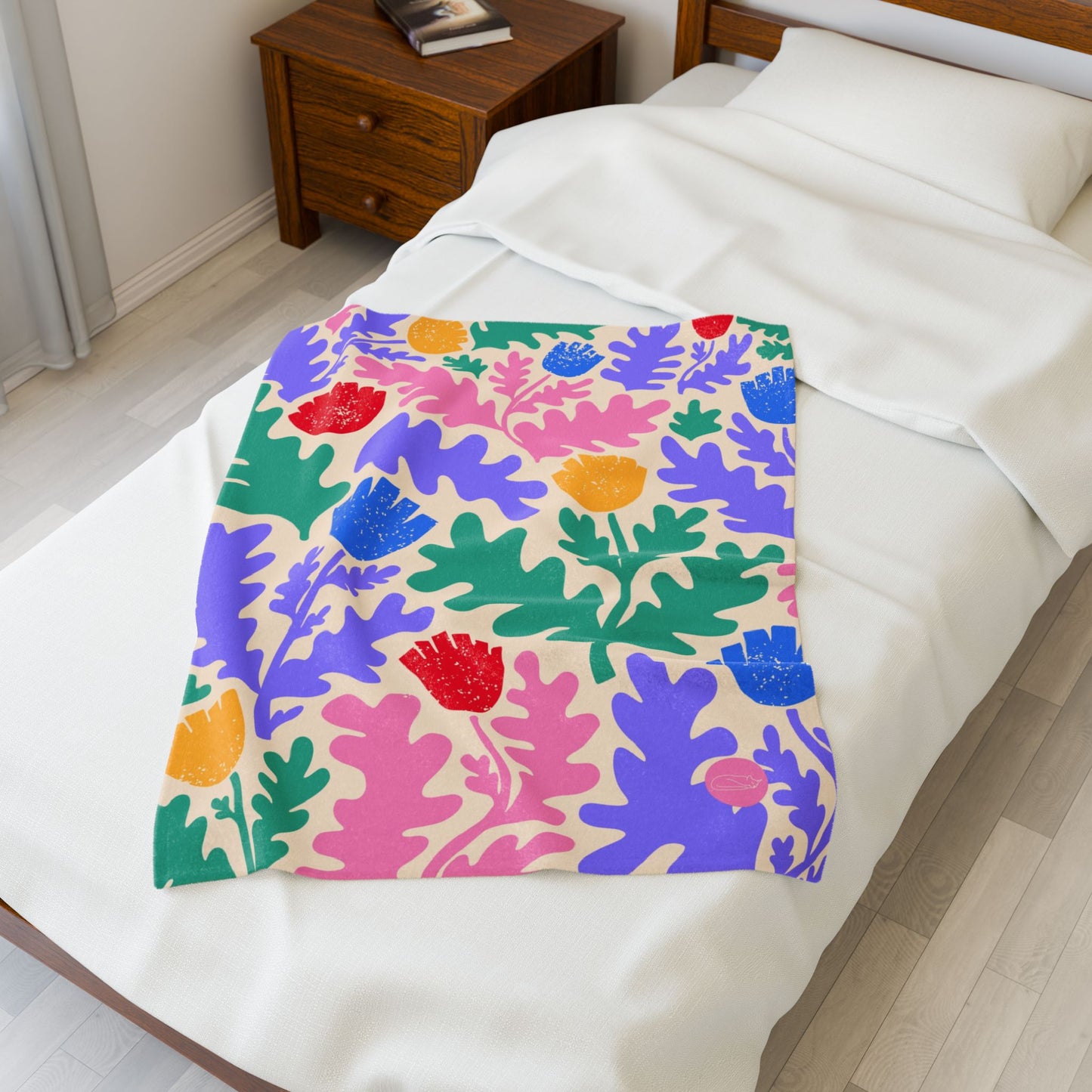 Velveteen Plush Blanket - Colorful Flowers