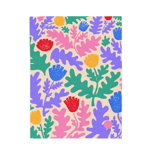 Velveteen Plush Blanket - Colorful Flowers