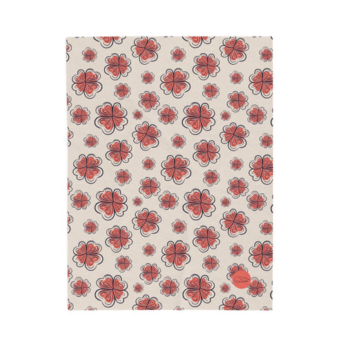 Velveteen Plush Blanket - Red Flowers