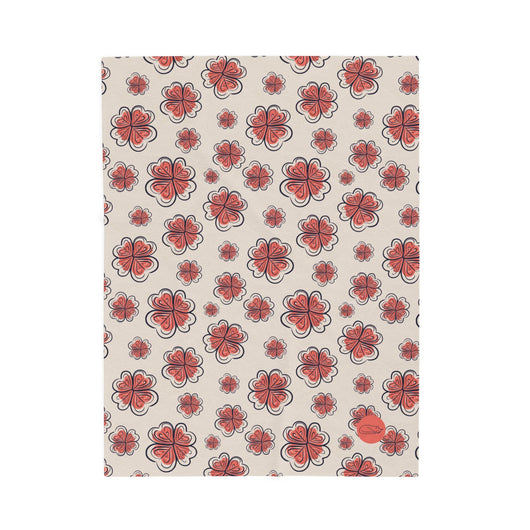 Velveteen Plush Blanket - Red Flowers