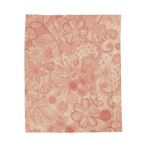 Velveteen Plush Blanket - Red Floral