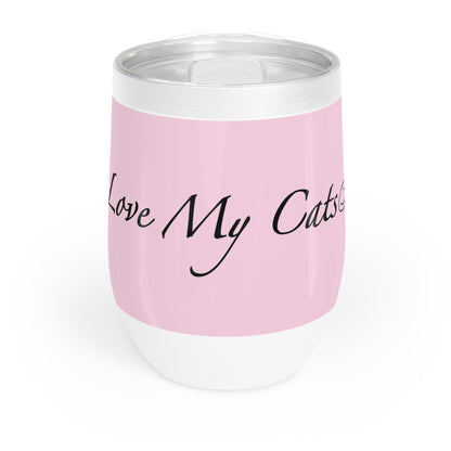 Amo a mis gatos - Vaso de vino - Flor