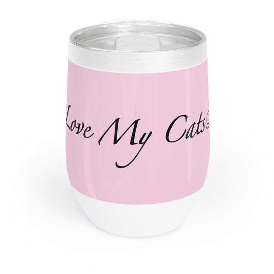 Amo a mis gatos - Vaso de vino - Flor