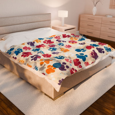 Velveteen Plush Blanket - Paw Prints