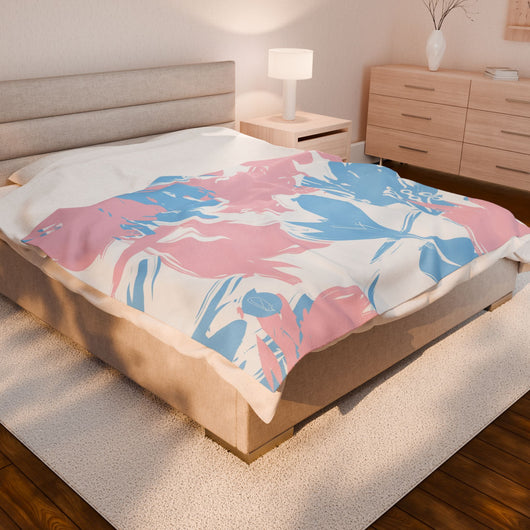 Velveteen Plush Blanket - Pink and Blue