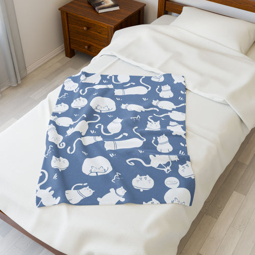 Velveteen Plush Blanket - Cozy Cats