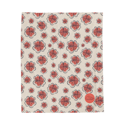 Velveteen Plush Blanket - Red Flowers