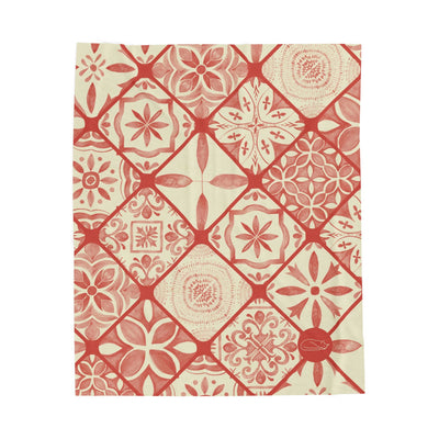 Velveteen Plush Blanket - Red Tiles