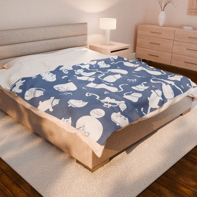 Velveteen Plush Blanket - Cozy Cats
