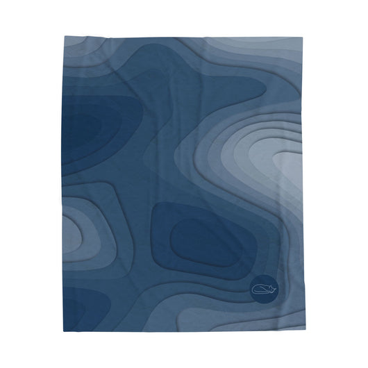 Velveteen Plush Blanket - Topographic Blue