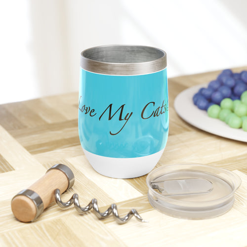 I Love My Cats - Wine Tumbler - Lagoon Blue