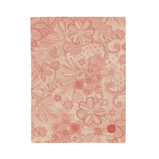 Velveteen Plush Blanket - Red Floral