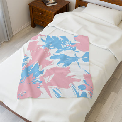Velveteen Plush Blanket - Pink and Blue