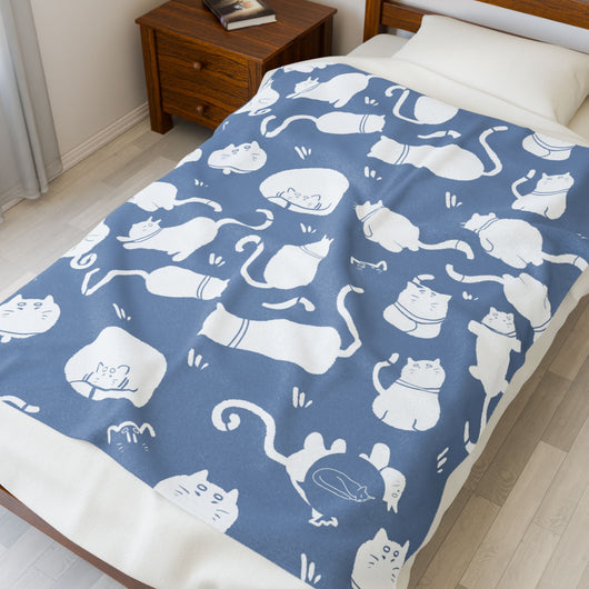 Velveteen Plush Blanket - Cozy Cats
