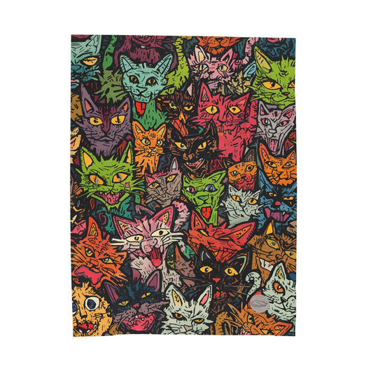 Velveteen Plush Blanket - Spooky Cats