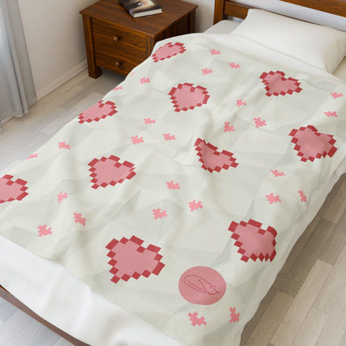Velveteen Plush Blanket - Hearts