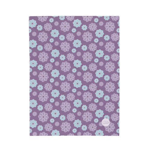 Velveteen Plush Blanket - Blue and Purple Flowers