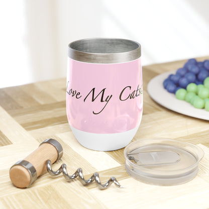 Amo a mis gatos - Vaso de vino - Flor