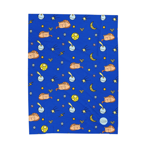 Velveteen Plush Blanket - Space Cats