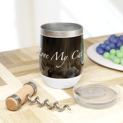 I Love My Cat - Wine Tumbler - Black