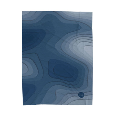 Velveteen Plush Blanket - Topographic Blue