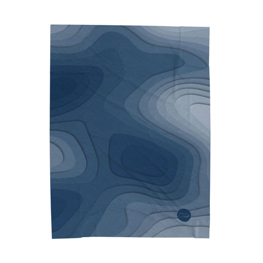 Velveteen Plush Blanket - Topographic Blue