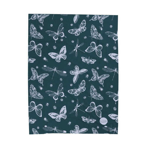Velveteen Plush Blanket - Butterflies and Dragonflies