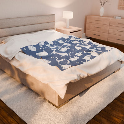 Velveteen Plush Blanket - Cozy Cats