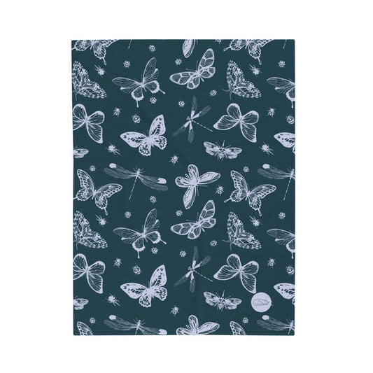 Velveteen Plush Blanket - Butterflies and Dragonflies
