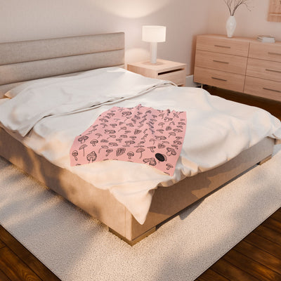 Velveteen Plush Blanket - Mushrooms