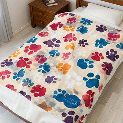 Velveteen Plush Blanket - Paw Prints