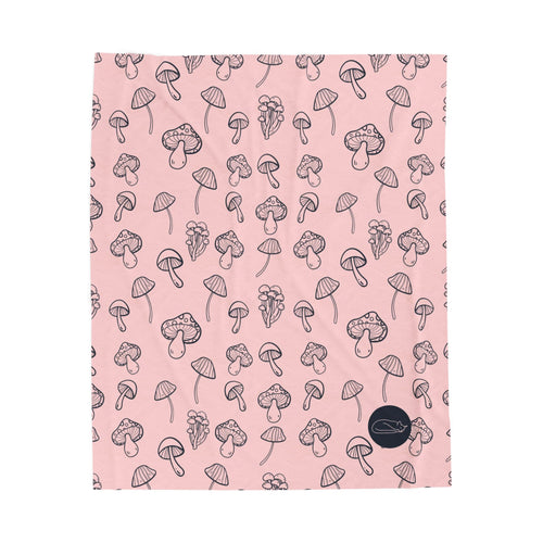 Velveteen Plush Blanket - Mushrooms