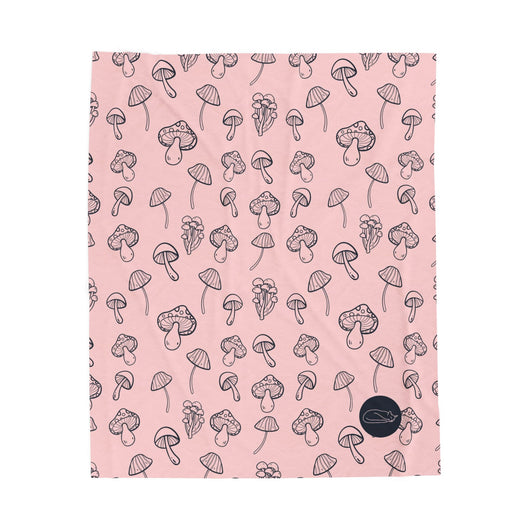 Velveteen Plush Blanket - Mushrooms