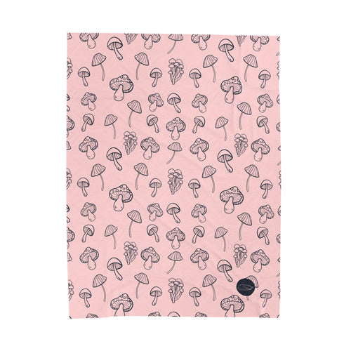 Velveteen Plush Blanket - Mushrooms