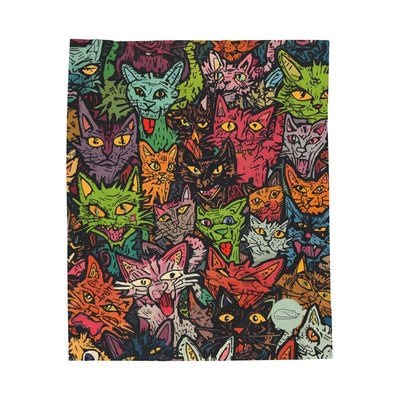 Velveteen Plush Blanket - Spooky Cats