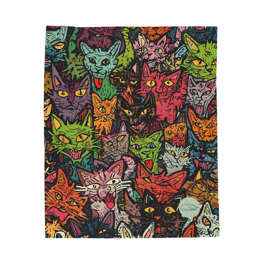 Velveteen Plush Blanket - Spooky Cats