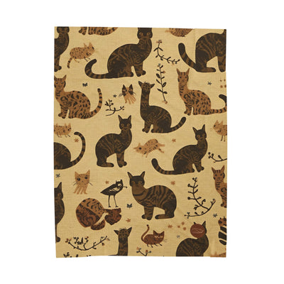 Velveteen Plush Blanket - Brown Cats